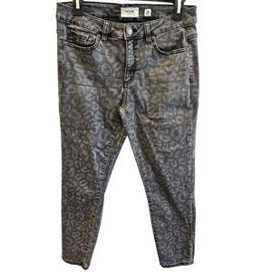 Miss Me Denim Gray Leopard Mid Rise Ankle Skinny Stretch Jean